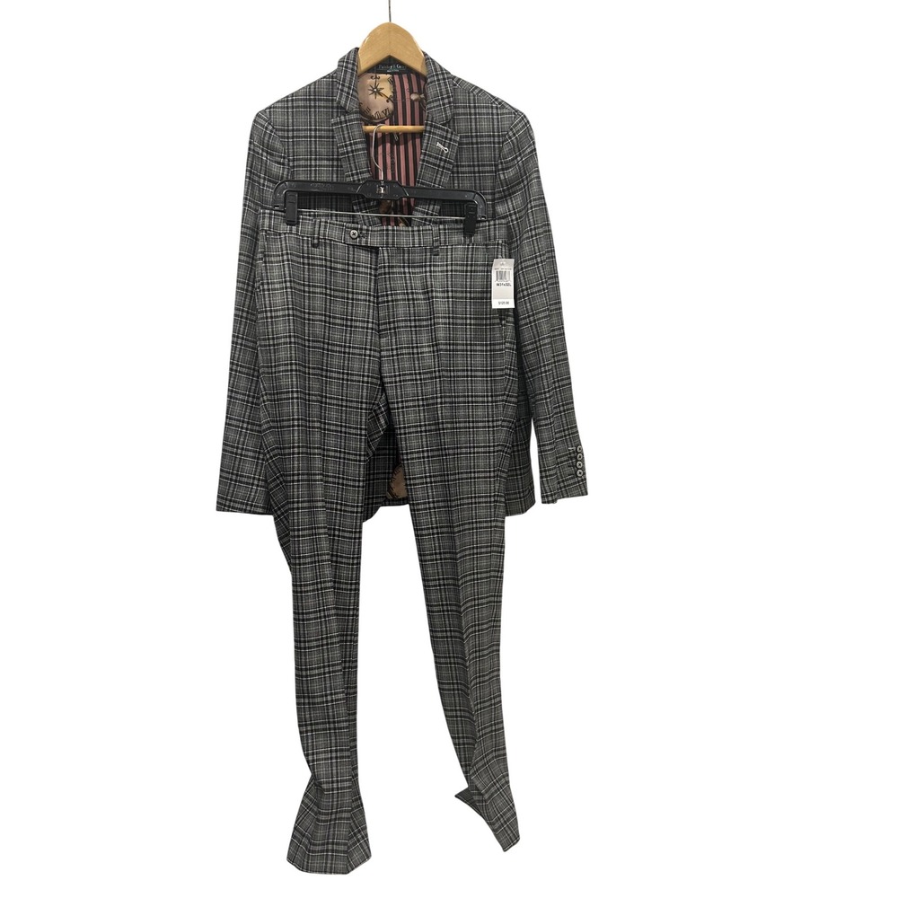 Paisley & Gray Gray Black Plaid Check Two Piece Suit Mens W31x32 New
(781)